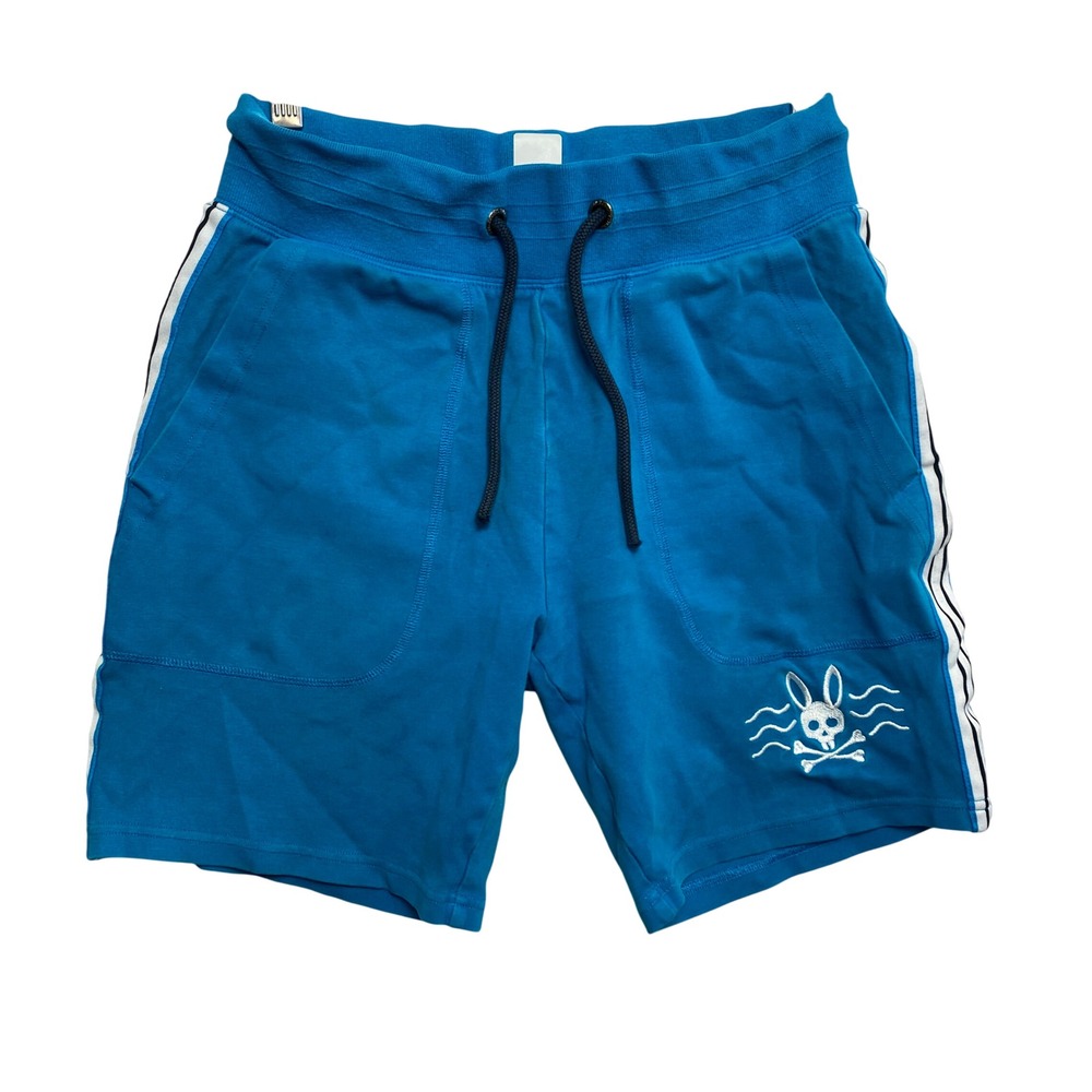 Psycho Bunny Shorts Kids S Blue Side Stripe Embroidered Logo Athletic Drawstring